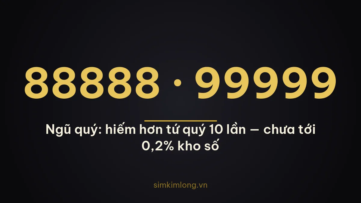 Sim ngũ quý — 5 số cuối giống nhau, hiếm hơn tứ quý nhiều lần